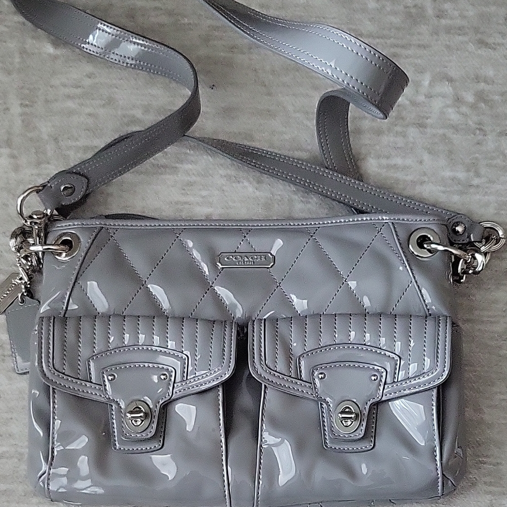 Coach Silver Quilted Crossbody Bag